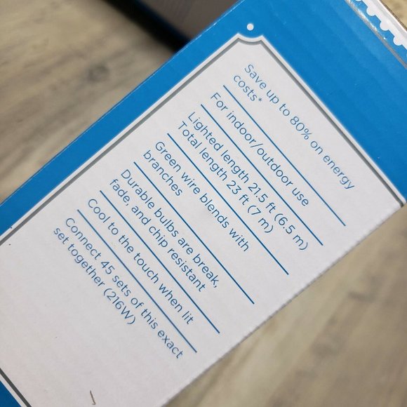 Mini Christmas Lights 100 Blue 21.5 Ft Indoor-Outdoor Holiday Time 2 Boxes - Picture 4 of 4